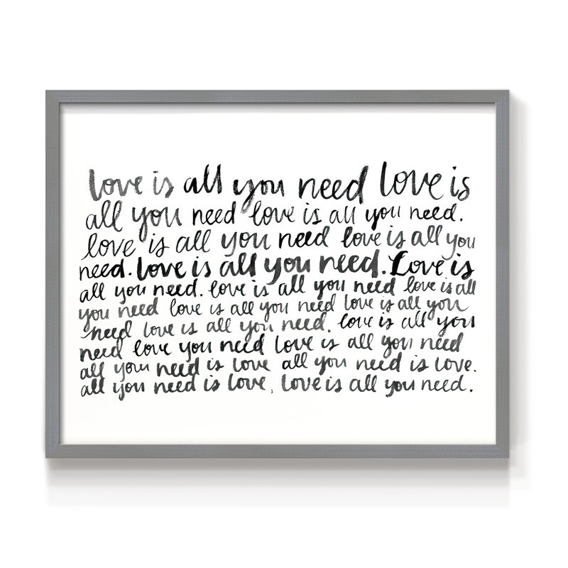 Écriture avec amour I - Reproduction encadrée - Restickable, H 22 po x l 28 po, Gris