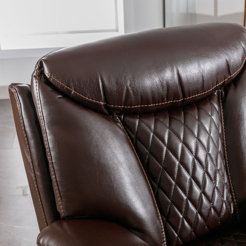 Ensemble de salon inclinable électrique en cuir synthétique 3 pièces avec causeuse et fauteuil inclinable, Brun