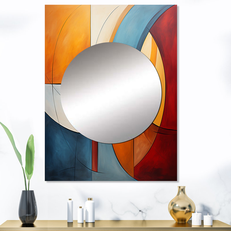 Pasiak Cubism Geometric Form I - miroir décoratif cubique, miroir mural moderne, impression d'art en métal, 40 po x 30 po