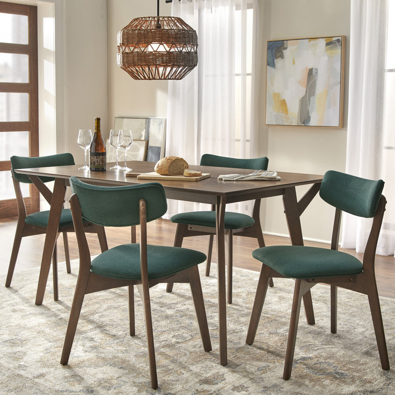 Ensemble de salle à manger Colella, 5 pièces: table, 4 chaises, Vert
