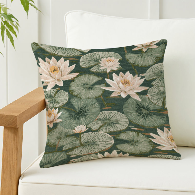 Coussin décoratif intérieur et extérieur ArtDeco, Carré 16 po, Brun floral 183