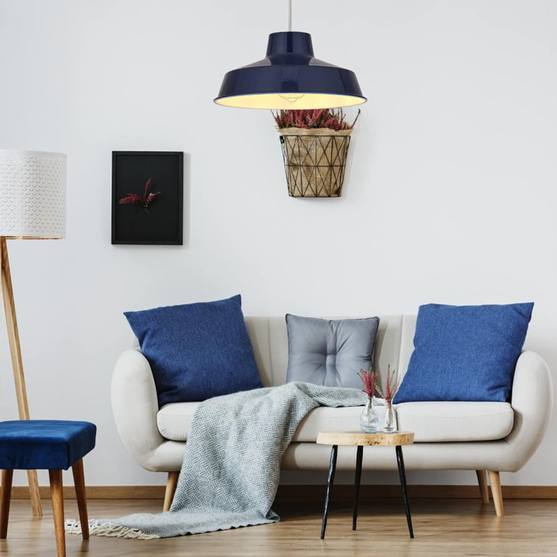 Pluto 12cm H Metal Bowl Pendant Shade ( Screw On ), Navy