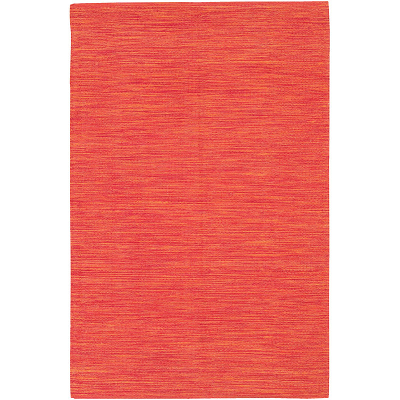 India Hand Loomed Cotton Modern Area Rug in Orange, Rectangle 7'9" x 10'6"