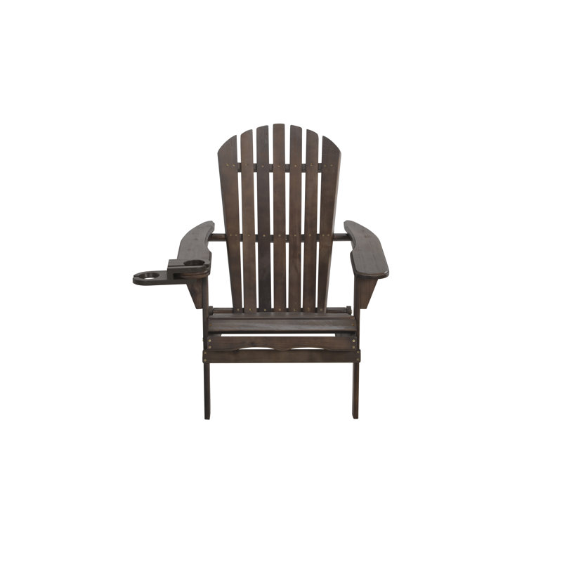 Chaise Adirondack pliante en bois massif avec table Valdese, Gris foncé