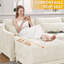 Chenille beige à trois places, deux repose-pieds amovibles, revêtement dense, siège à haute résilience, dossier simple, siège fiable et durable avec base en bois de qualité, confort ergonomique supérieur