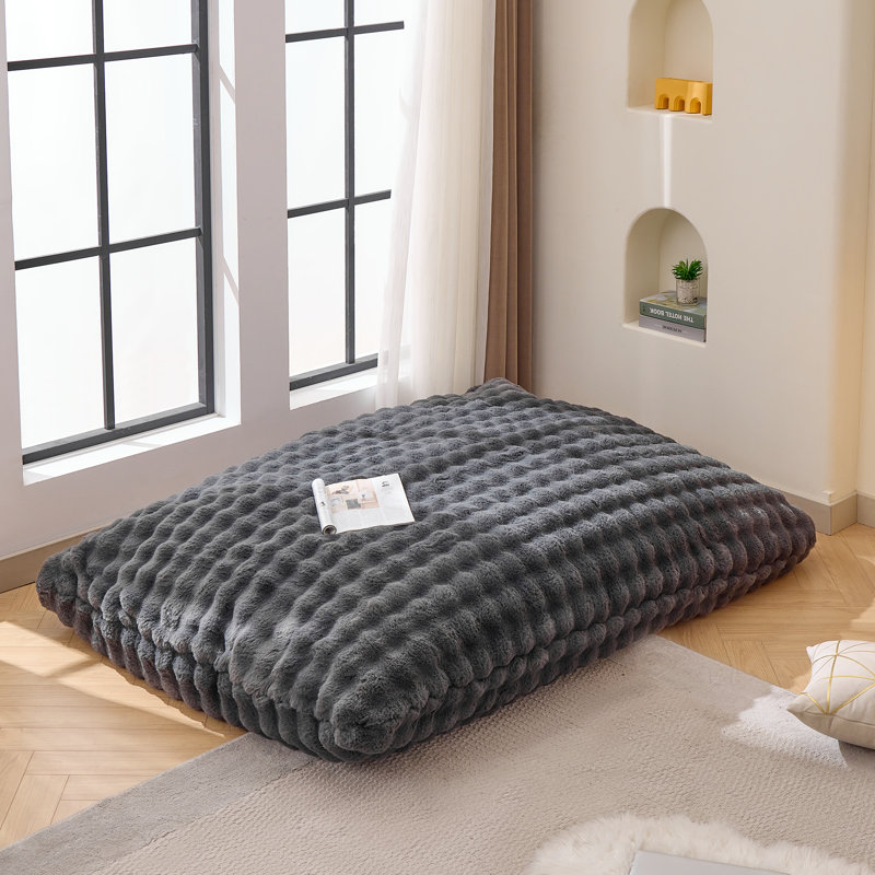 3 In 1 Bean Bag Chair For Adults, Plush Fluffy Bean Bag Couch W/High-Density Memory Foam Filling, Convertible Floor Sofa To Mattress For Dorm, Apartment, Bedroom