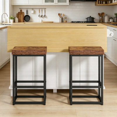 Farmhouse Kitchen Island With Drop Leaf & 2 Stools, Kitchen Table Set With Power Outlet, Storage Cabinet, Drawers, Spice Rack & Towel Bar