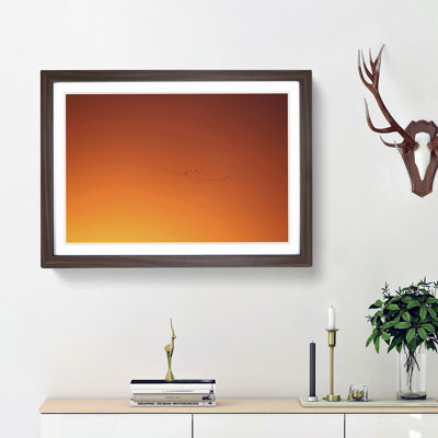 Birds in Flight During an Orange Sunrise - Picture Frame Photograph Print