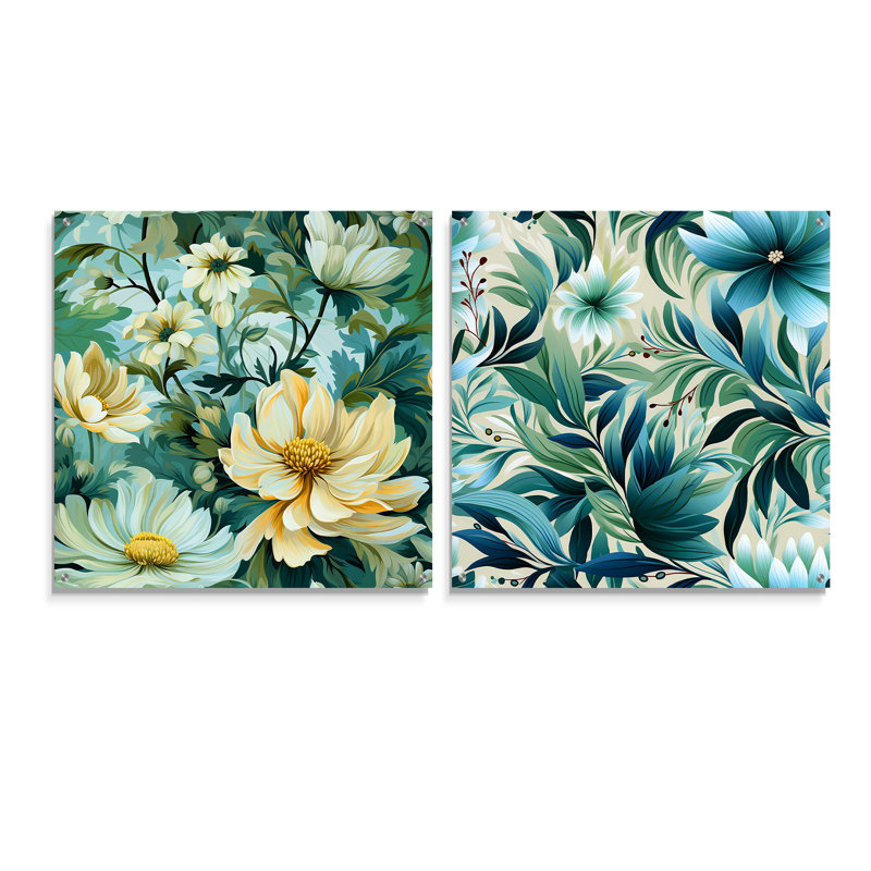 Dany - Ensemble de 2 art mural en verre acrylique, H 30 po x l 61 po
