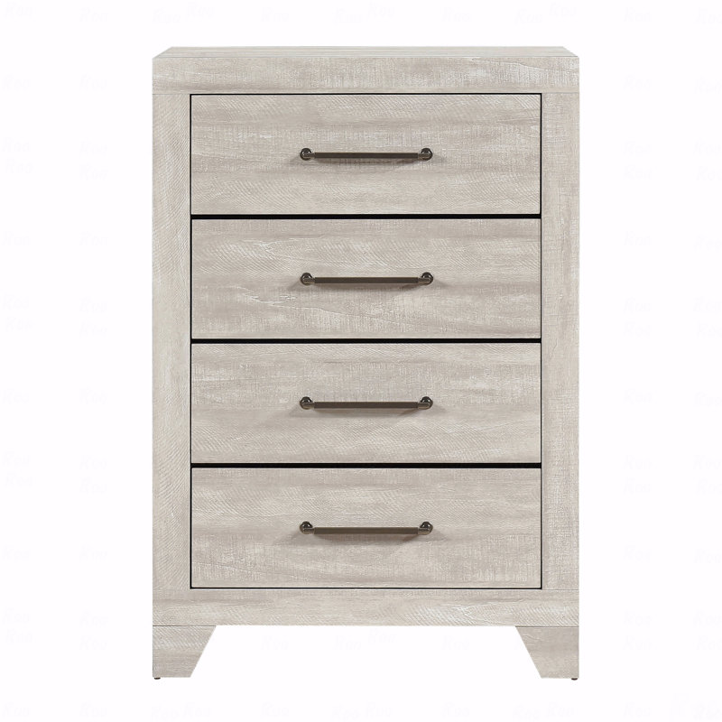 Commode contemporaine en chêne gris avec 4 tiroirs et meubles de chambre à coucher en bois