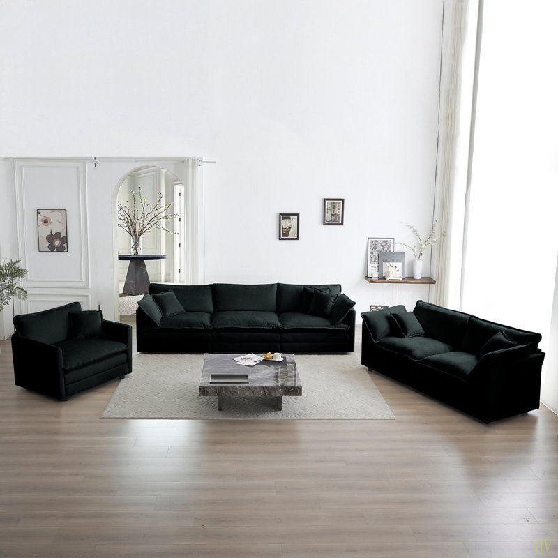 Canapé moderne, canapé modulaire à assise très profonde 3 pièces pour salon, canapé surdimensionné, canapé 3 places, causeuse et canapé simple chenille