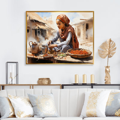 African Woman At Market II On Canvas Print