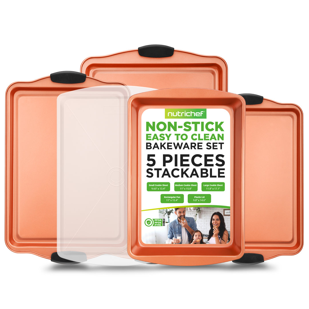 NutriChef Non-Stick Steel 5 Piece Cookie Sheet Set NutriChef