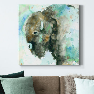 " Buffalo On Blue " Painting Print