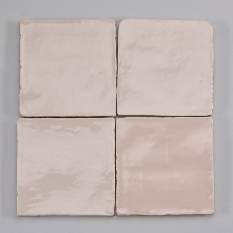 Carreau de céramique 4 "x 4" Zellige, Rose / rose