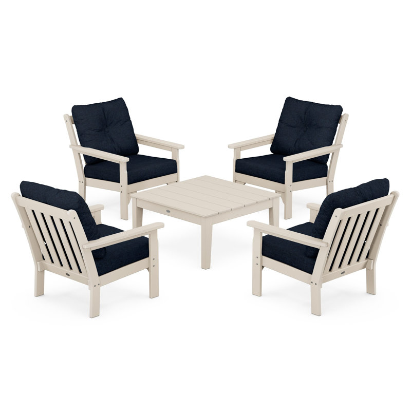 Vineyard 5-Piece Deep Seating Conversation Set, Mahogany, Granite