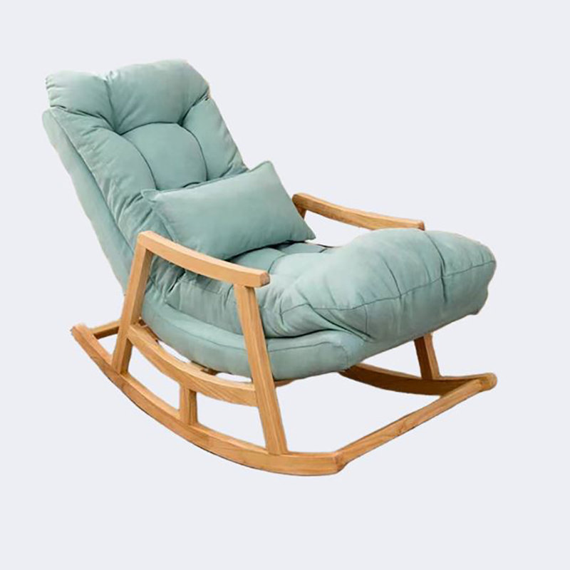 Chaise berçante en bois massif Cloud, Bleu sarcelle