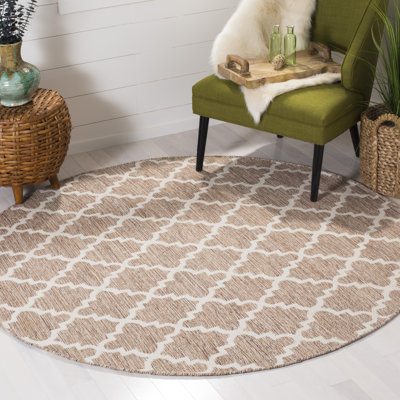 Tapis beige / ivoire en coton tissé à plat à la main à motif géométrique Melchor