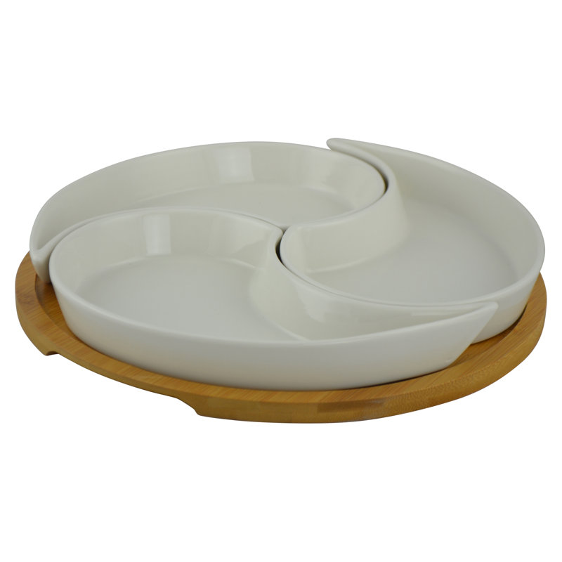 Gott 3 Section Appetizer Server with Bamboo Tray