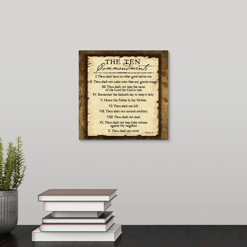 «Ten Commandments» par Jennifer Pugh, art textuel, H 48 po x l 48 po x P 1,5 po, Toile