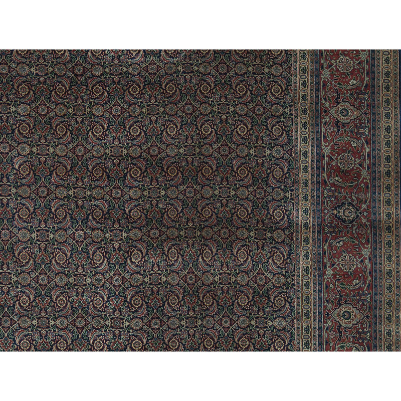 Hand-Knotted High-Quality Navy and Rust Area Rug