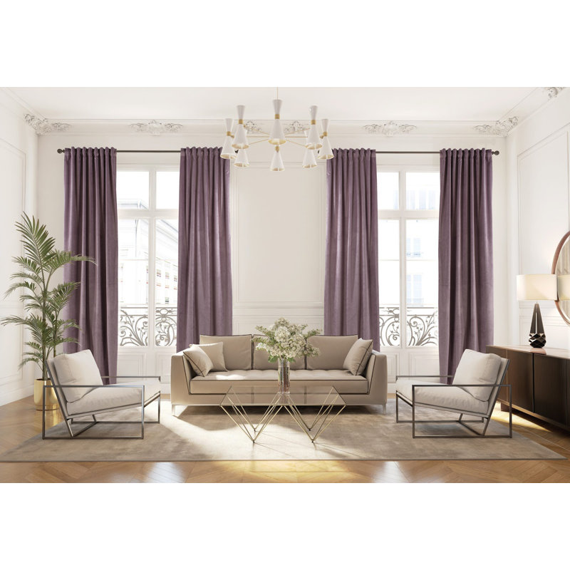 Rideau simple extra long et extra large en velours mat luxueux, 73 lilas lustré, L 52 po x L 72 po