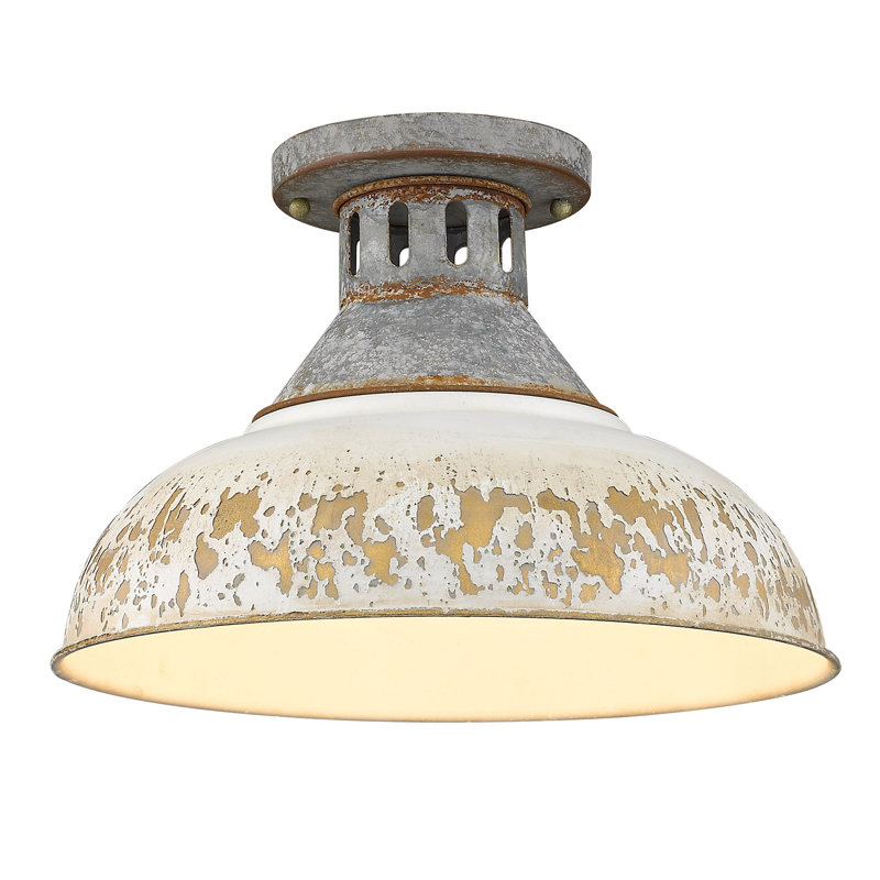 Mercado Steel Semi Flush Mount, Antique Ivory