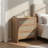 22.8" Wide，rattan 3-drawer Curved Nightstand, Caramel Oak