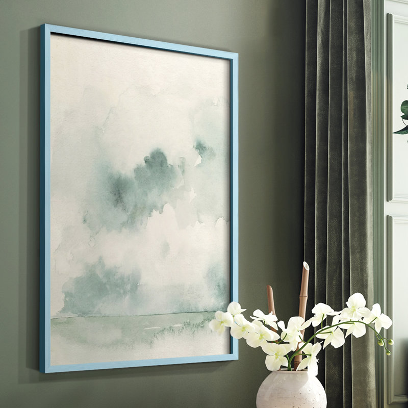 «Ocean Impression I», reproduction encadrée - bois massif, Bleu, H 10 po x l 8 po