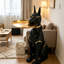 Table d'appoint/table basse/table cocktail noire avec un adorable chien, idéale pour canapé ou lit, Hillory-218113066