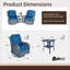 Ensemble 3 pièces de chaises pivotantes en osier avec table d'appoint, bleu et gris