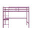 Lit mezzanine simple en bois d'hévéa avec barrière de sécurité, bureau intégré et échelle-601765255