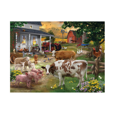 Wrapped Canvas Wall Art - Bigelow Illustrations 'Farm Friends' Wall Art for Living Room, Bedroom, or Office Décor - 18x24