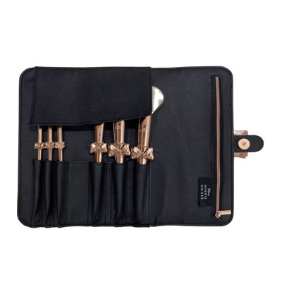 Impressions Vanity Minnie Mouse Luxe 6 PC Brush Set With Soft Bristles And Faux Leather Case