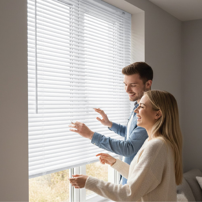 PVC Room Darkening Venetian Blind, White, 213 cm L x 120 cm W