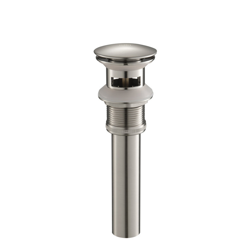 Drain escamotable de lavabo de salle de bain avec trop-plein, Nickel brossé