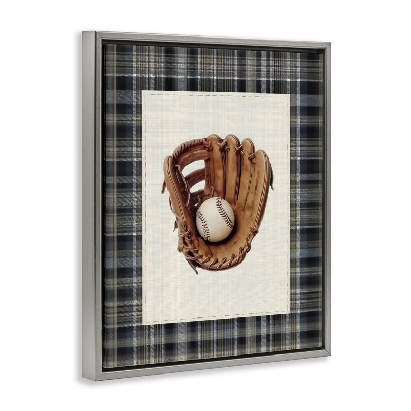 Gant de baseball avec structure flottante à carreaux, design par Arlington Prints, H 21 po x l 17 po