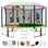 Trampoline de cour arrière de 12 pi Fiziti avec enceinte de sécurité, panier de basketball, gicleur d'extérieur