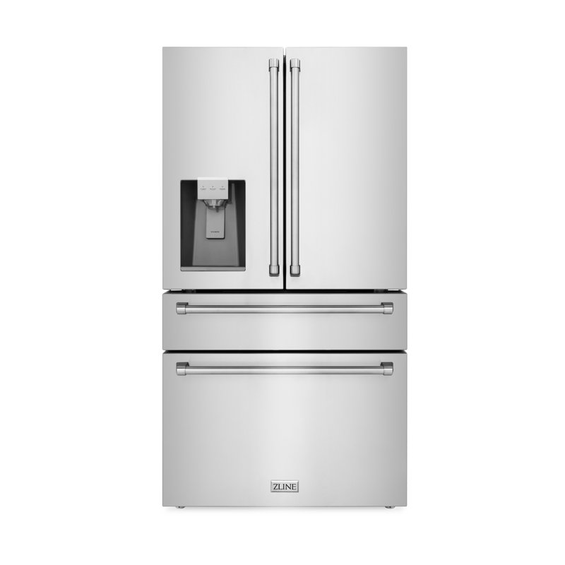 ZLINE 36 in. 21.6 cu. ft. Counter-Depth French Door Refrigerator with Water and Ice Dispenser with Extra Water Filter in Fingerprint-Resistant Stainless Steel