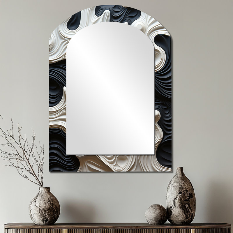 Miroir décoratif noir et blanc, noir et blanc, 34 po x 25 po