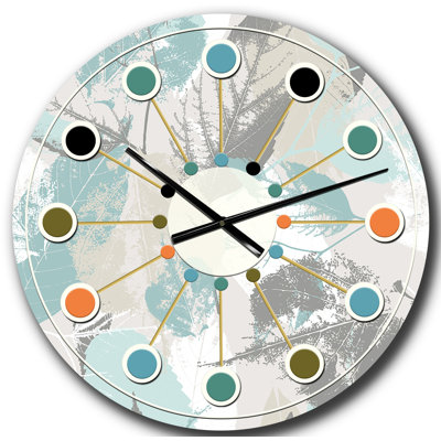 Retro Foliage Design I - Mid-Century Modern wall clock