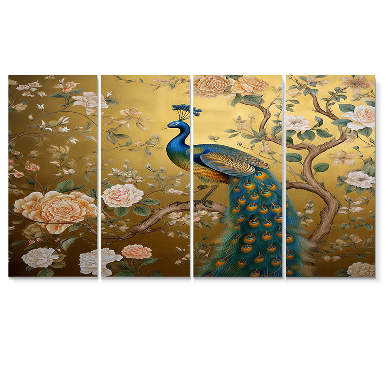 Chilmark - paon, art mural sur toile, 4 pièces, H 28 po x l 48 po