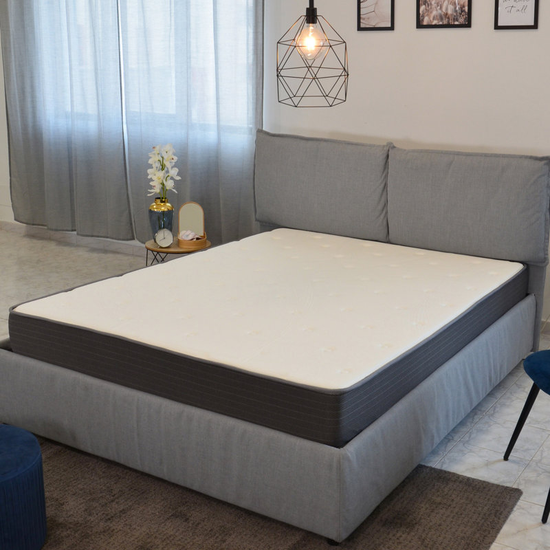 8 po Matelas plein, mousse viscoélastique imprégnée de gel doux, ressorts ensachés pour le confort et mousse à transfert de mouvement minimisé, blanc / gris