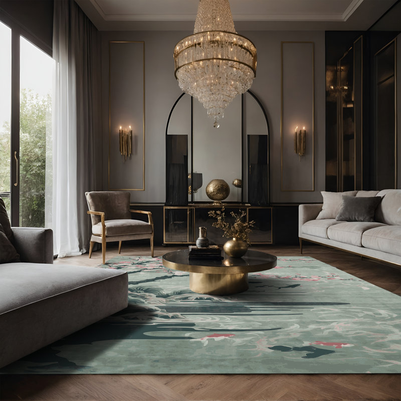 Tapis brun soyeux et moelleux, Rectangle 7 pi x 9 pi