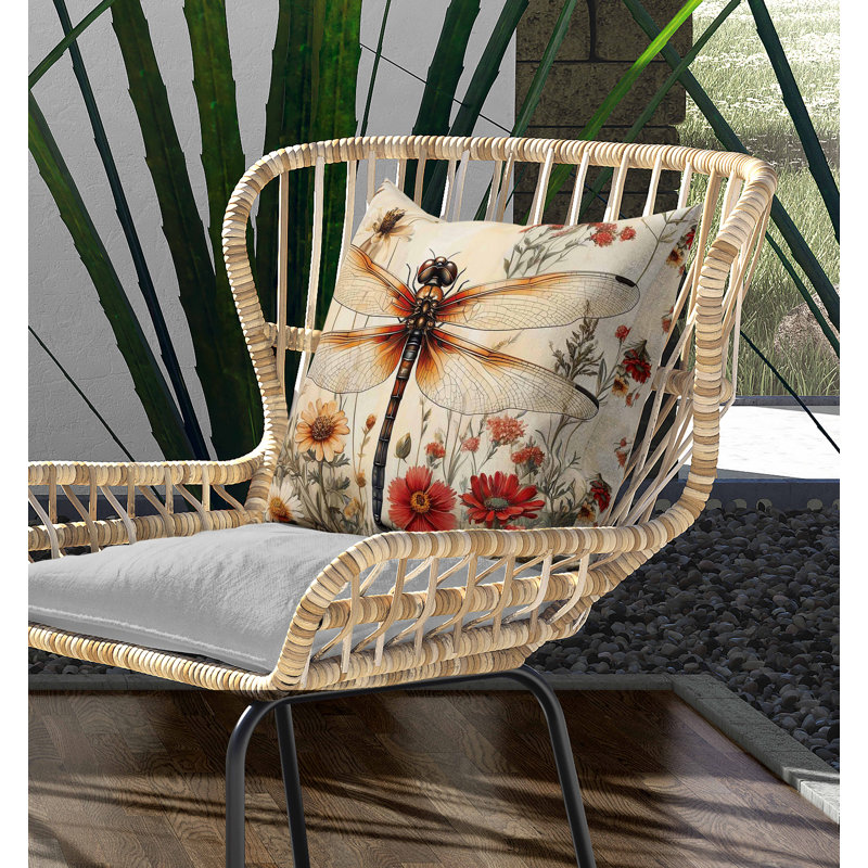 Coussin Wildfly, H 16 po x l 16 po, Rouge / Beige