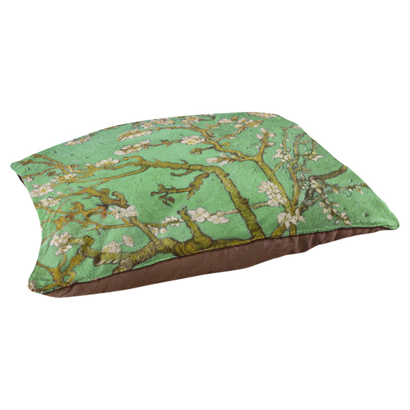 Coussin de concepteur de fleurs d’amande Burk, L 32,5 po x l 42,5 po, Vert / brun foncé