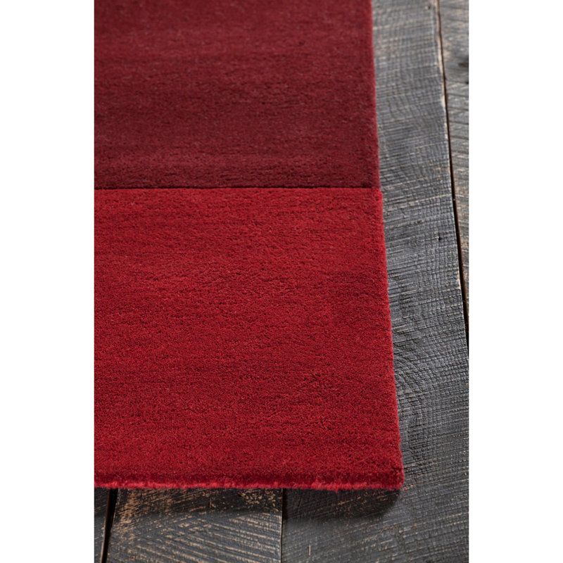 Handmade Round Red and Black Wool Tufted Area Rug