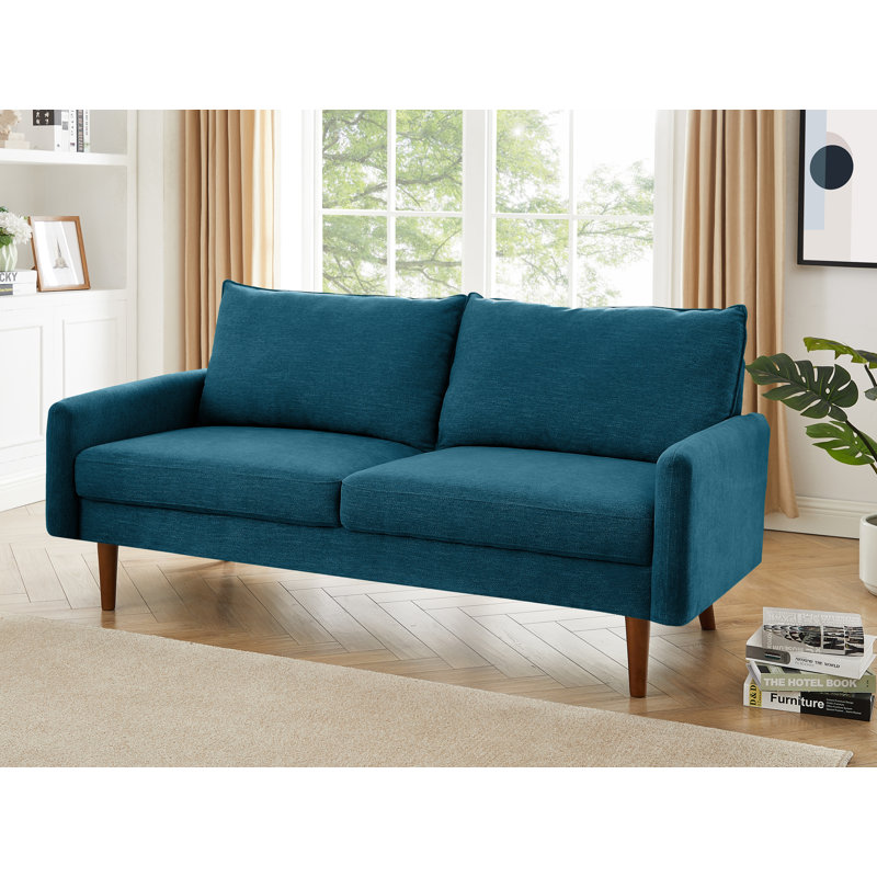 Montie 70" Chenille Round Arm Sofa,  Light Blue Polyester