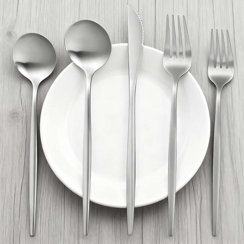 Ensemble de couverts 40 pièces en acier inoxydable pour 8 personnes, service pour 8 pièces, couteaux de table, fourchettes et cuillères, finition polie satinée, ensemble de couverts allant au lave-vaisselle pour tous les jours
