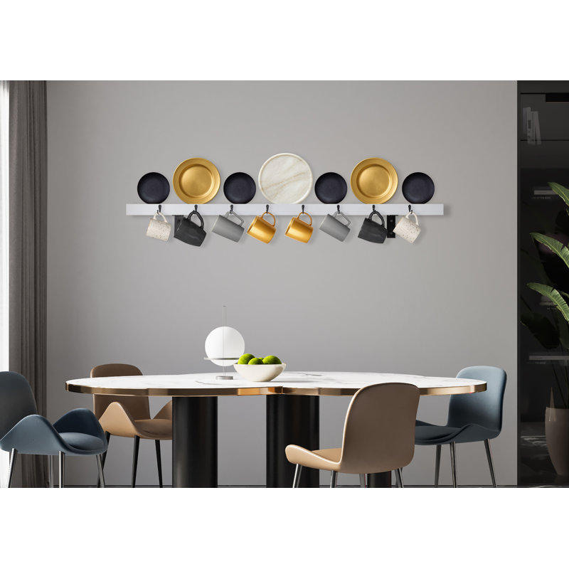 Rayne Plate Display Shelves With Hooks, White, 54/3/2